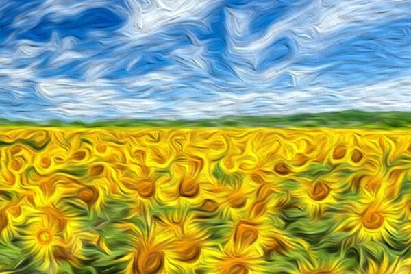 Vieno Sonnenblumenfeld in Stil von Van Gogh